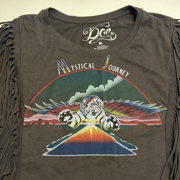 Cropped vintage fringe t-shirt. Mystical Journey. Western grunge fringe style - Picture 2 of 8